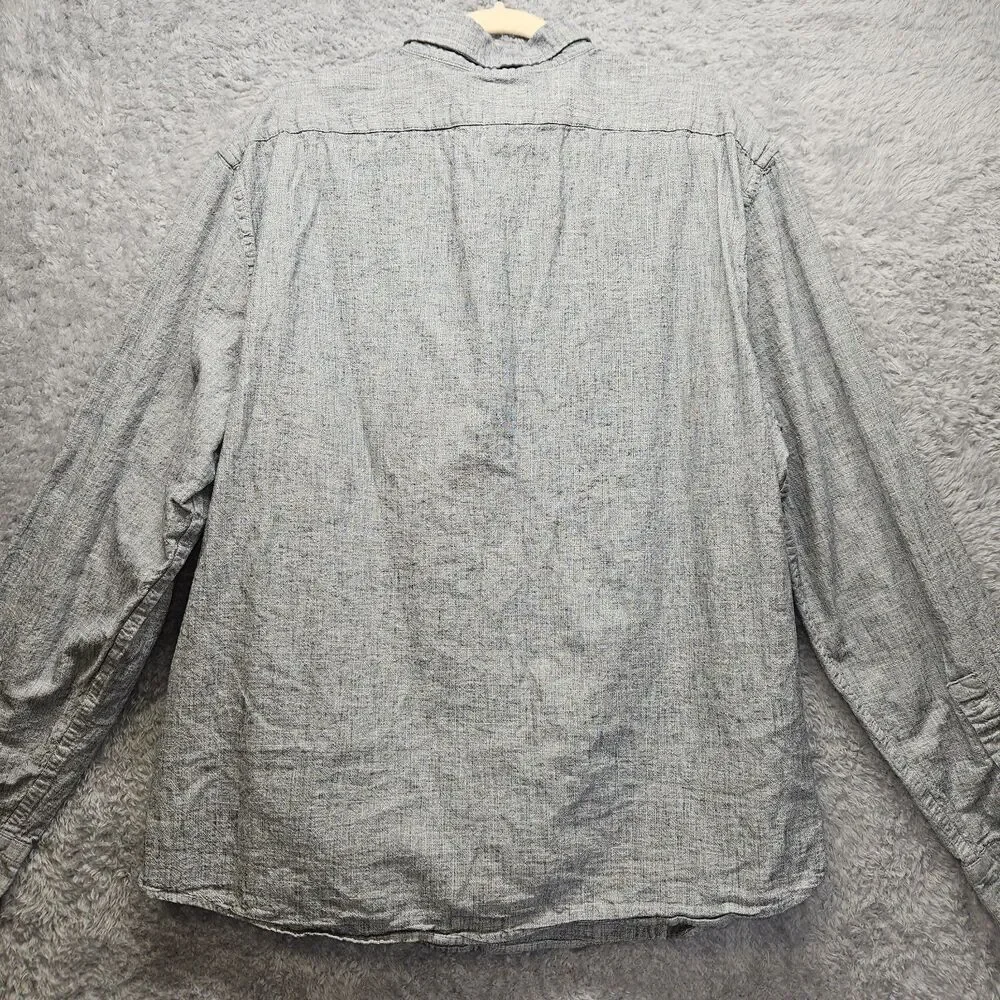 Banana Republic Mens Gray Oxford Shirt Button Down Untucked Fit XXL Preppy